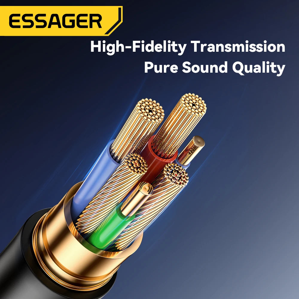 Essager Bluetooth Car Audio Cable 5.0 Transmitter Wireless Receiver Car AUX 3.5mm Jack Adapter Bluetooth Adapter Audio Cable