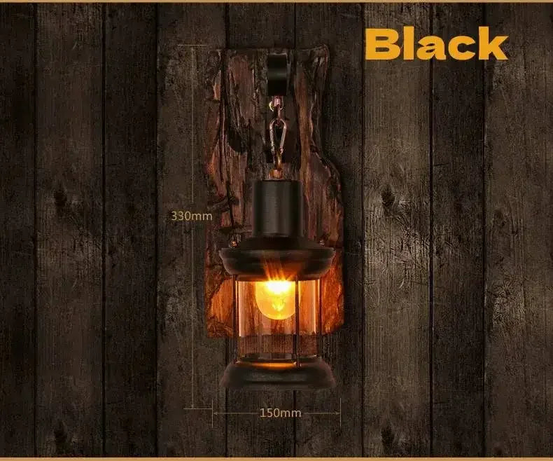 Rustic Wall Lamp – Industrial Wood & Metal Wall Sconce
