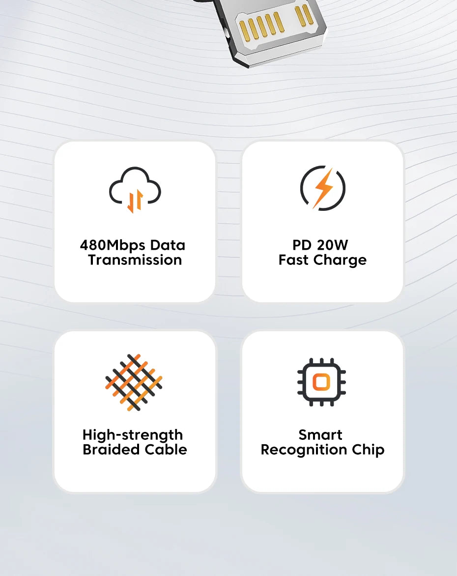Toocki PD 20W USB C To Lightnin Cable For iPhone 15 14 13 12 11 Pro XS 8 Type C To Lightning Cable Data Wire Fast Charging Cable