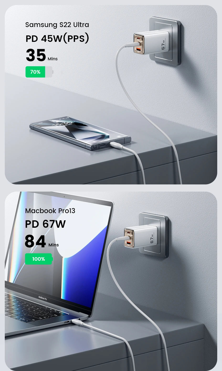 Toocki 67W GaN Charger – Fast USB-C PD for iPhone, MacBook & Samsung