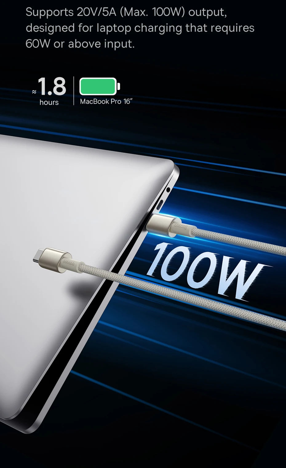 Baseus 100W USB-C Cable – Fast Charging