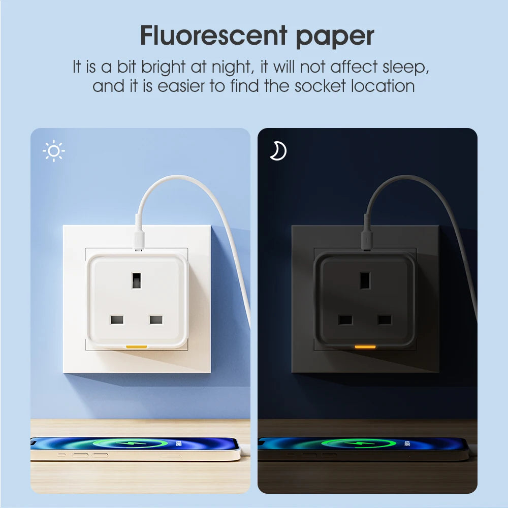 Tuya WiFi Smart Plug UK – RF433, Type-C, 16A, Timer & Voice Control