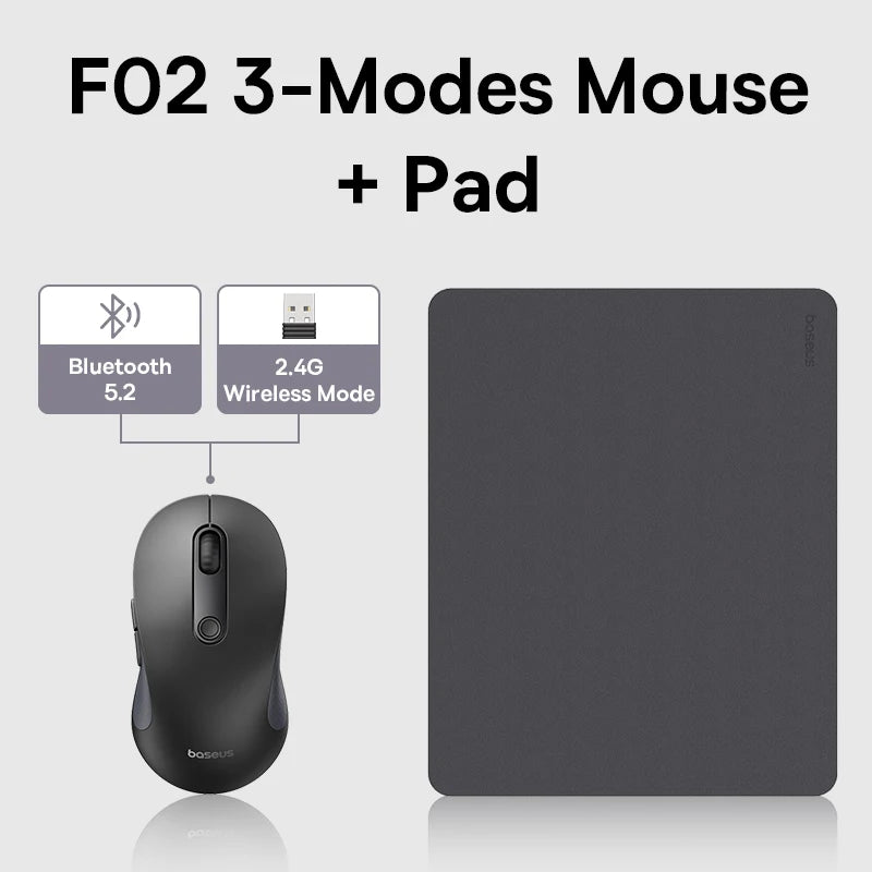 Baseus F02 Wireless Mouse – Ergonomic & Bluetooth