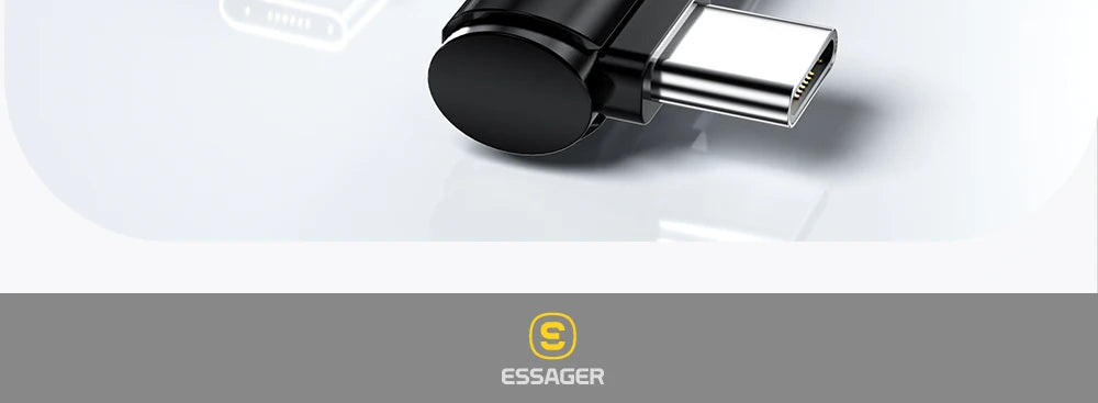 Essager 100W USB-C Cable – 90° Fast Charging & Data Wire