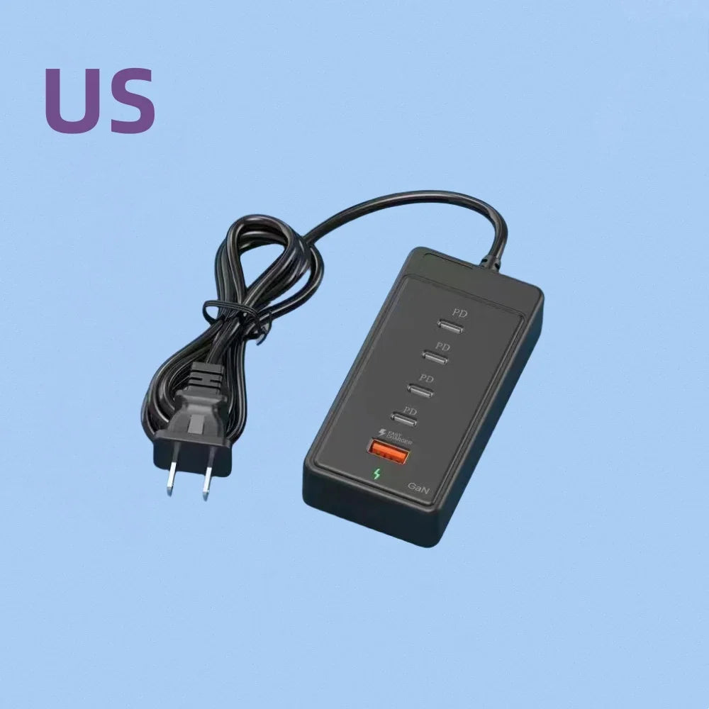 65W USB-C Fast Charging Hub – Multi-Port Wall Charger with 1M Extension Power Socket