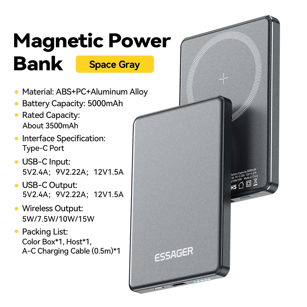5000mAh Slim MagSafe Power Bank – Essager 20W