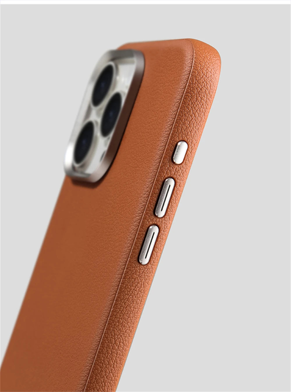 Luxury Business Metal Camera PU Leather Magnetic Case for iPhone 15–17 Series – MagSafe Wireless Protective Cover