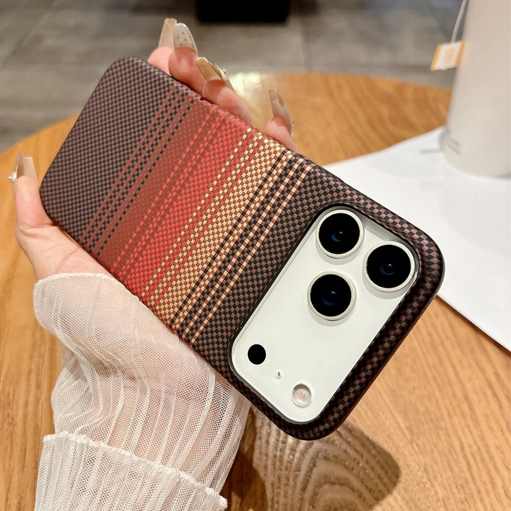 Magnetic Kevlar Carbon Fiber iPhone Case – Slim & Protective