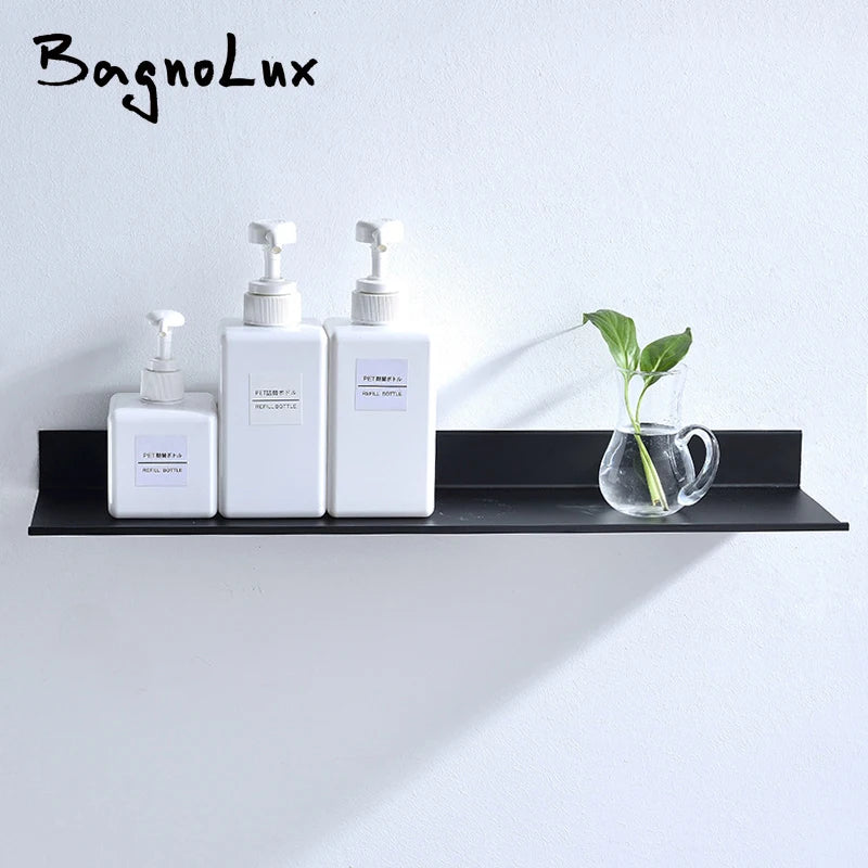Wall-Mounted Black Shelf – Bathroom, Kitchen & Shower Storage Rack