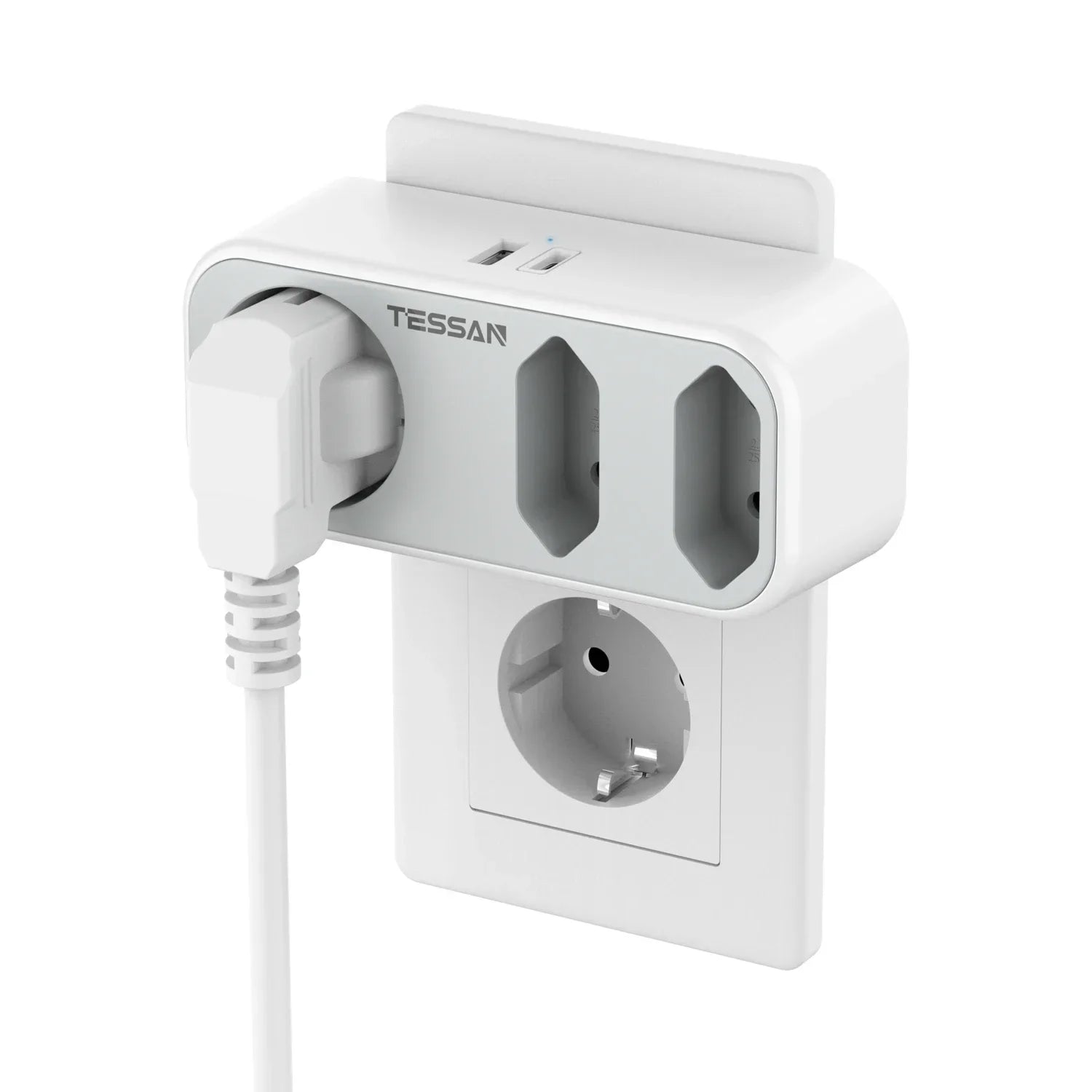 TESSAN Wall Power Strip – USB Ports & Overload Protection