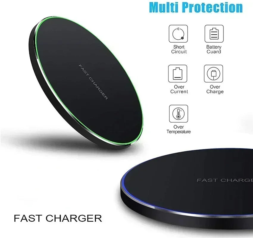 Wireless Charging Pad Fast Wireless Charger Compatible for iPhone 17 Pro 16 15 14 13 12 SE XS Max XR AirPods for Samsung Galaxy