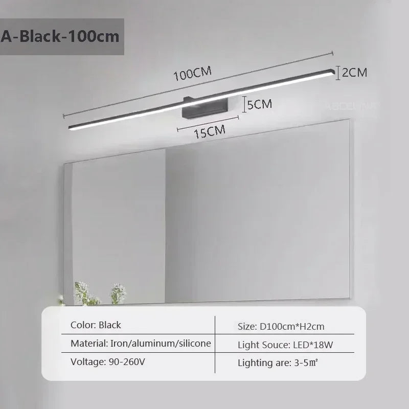 Indoor LED Wall Light – Mirror Decor, 60–100cm