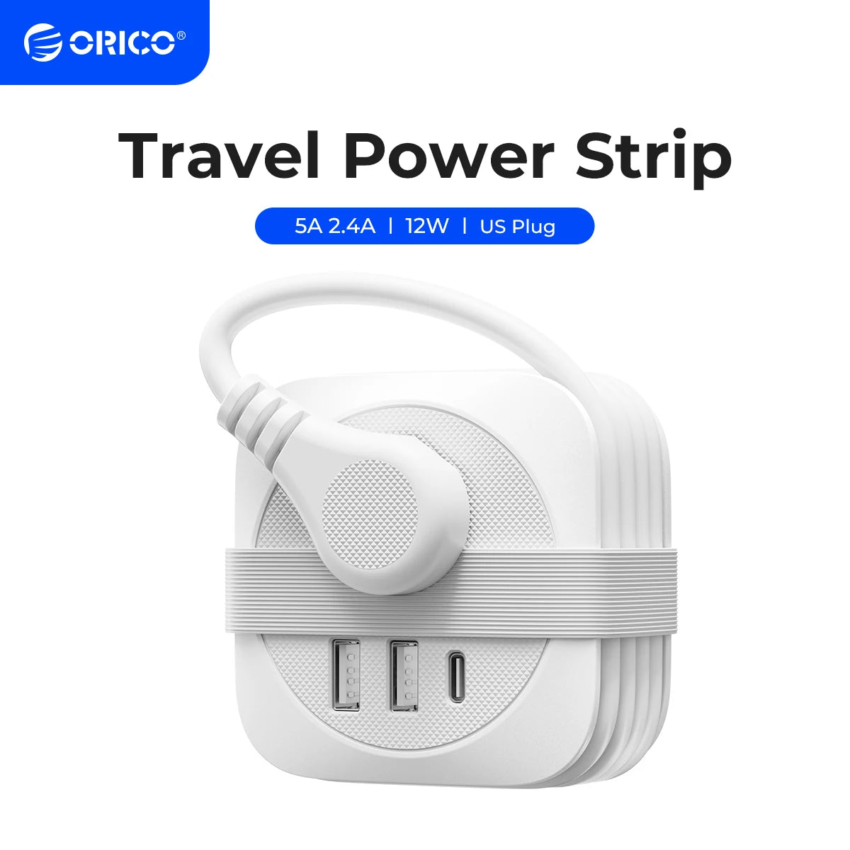 ORICO Travel Power Strip – US Adapter with 2 USB & Type-C Fast Charging