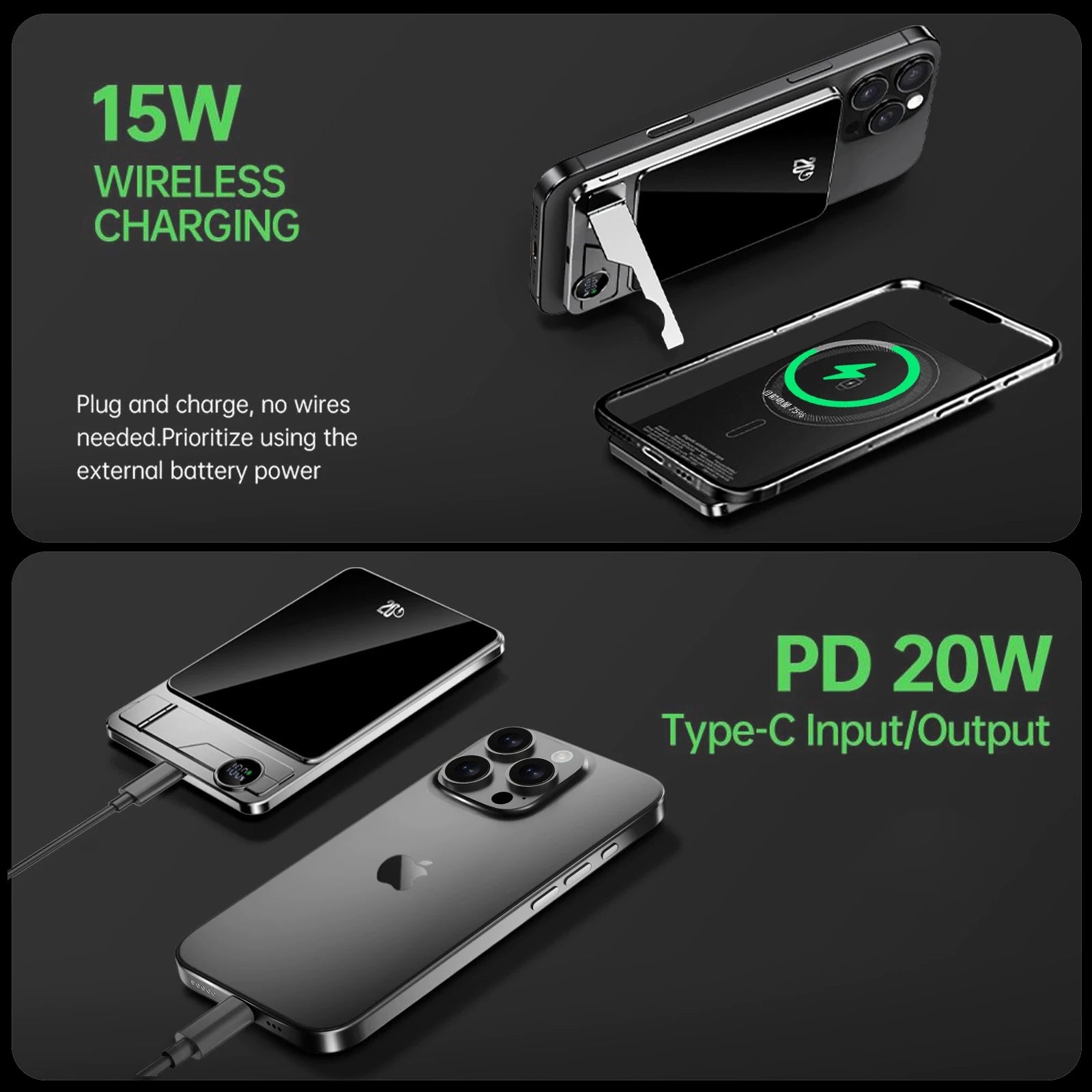 Ultra-Slim Magnetic Power Bank – 10,000mAh Fast Wireless Charge