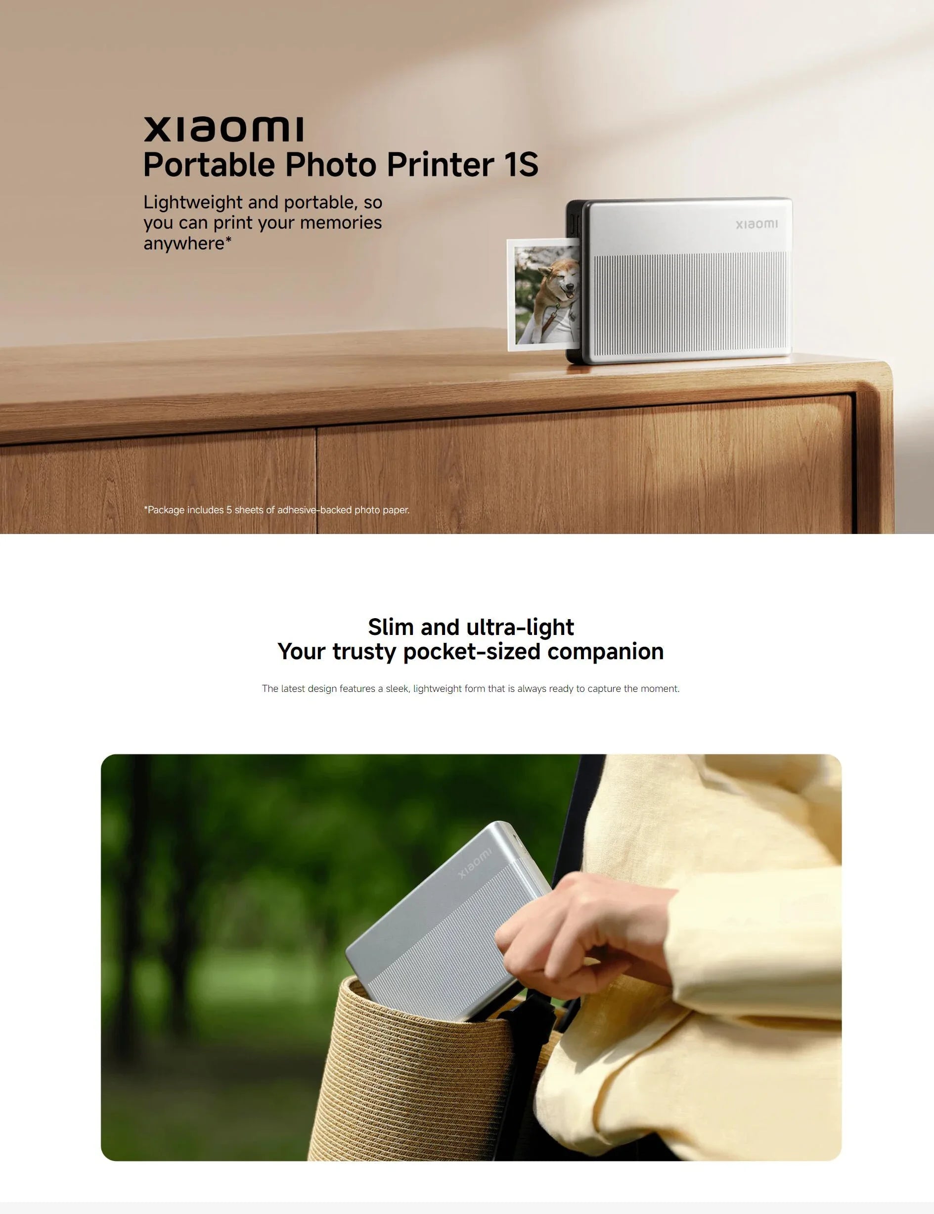 Portable Xiaomi 1S Photo Printer – Thermal Print & AR Video
