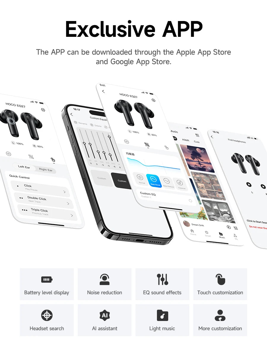 True Wireless HOCO EQ27 Earbuds – ANC & Mic