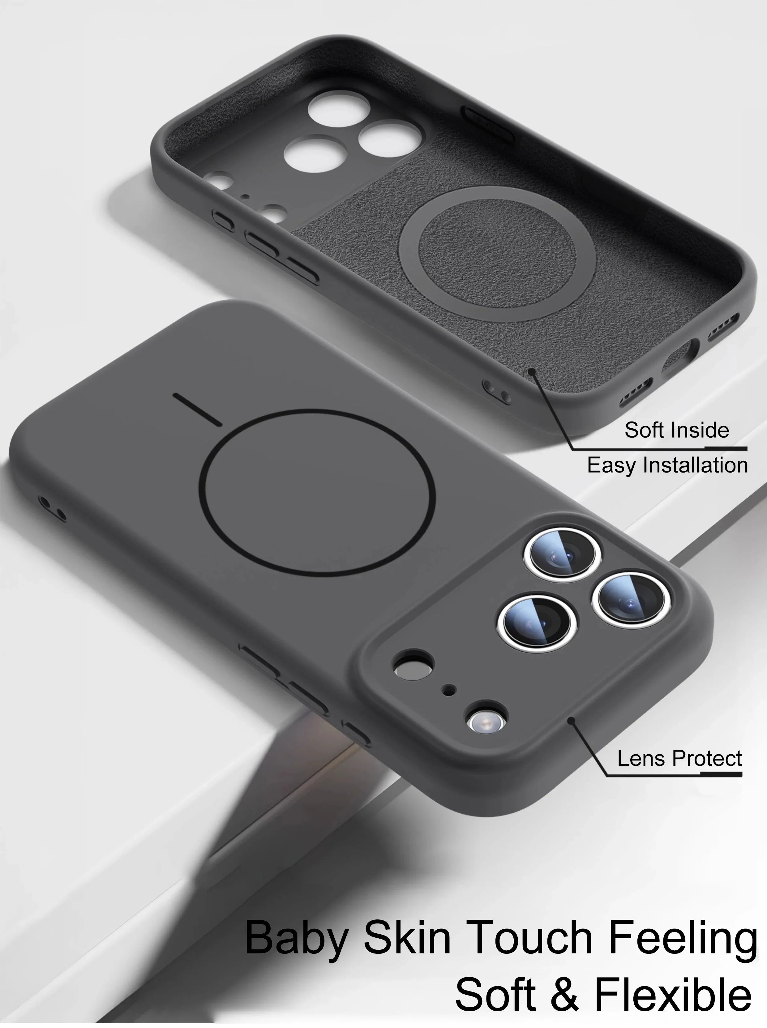 Magnetic Liquid Silicone MagSafe Case for iPhone 15–17 Series – Soft Skin Feel Cover