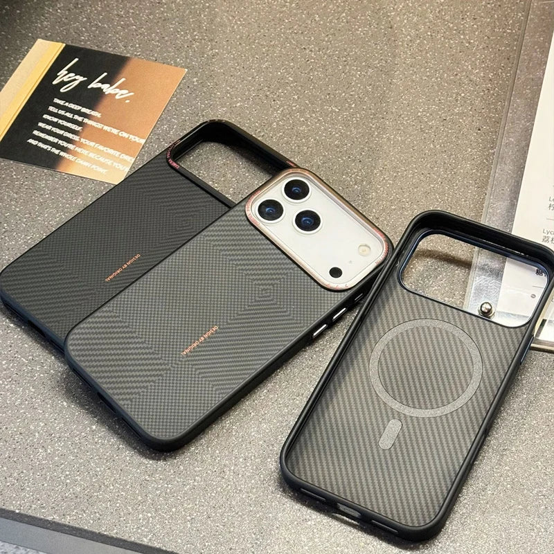 MagSafe iPhone Case – Carbon Fiber Texture, Wireless Charging