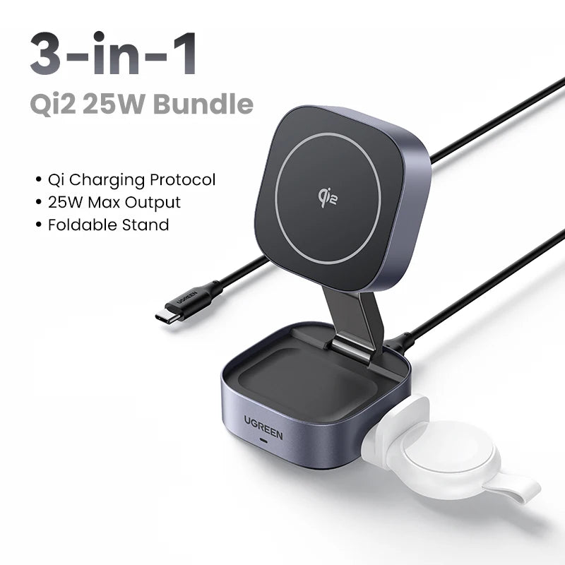 UGREEN 2-in-1 Qi2.2 Wireless Charger for iPhone & AirPods