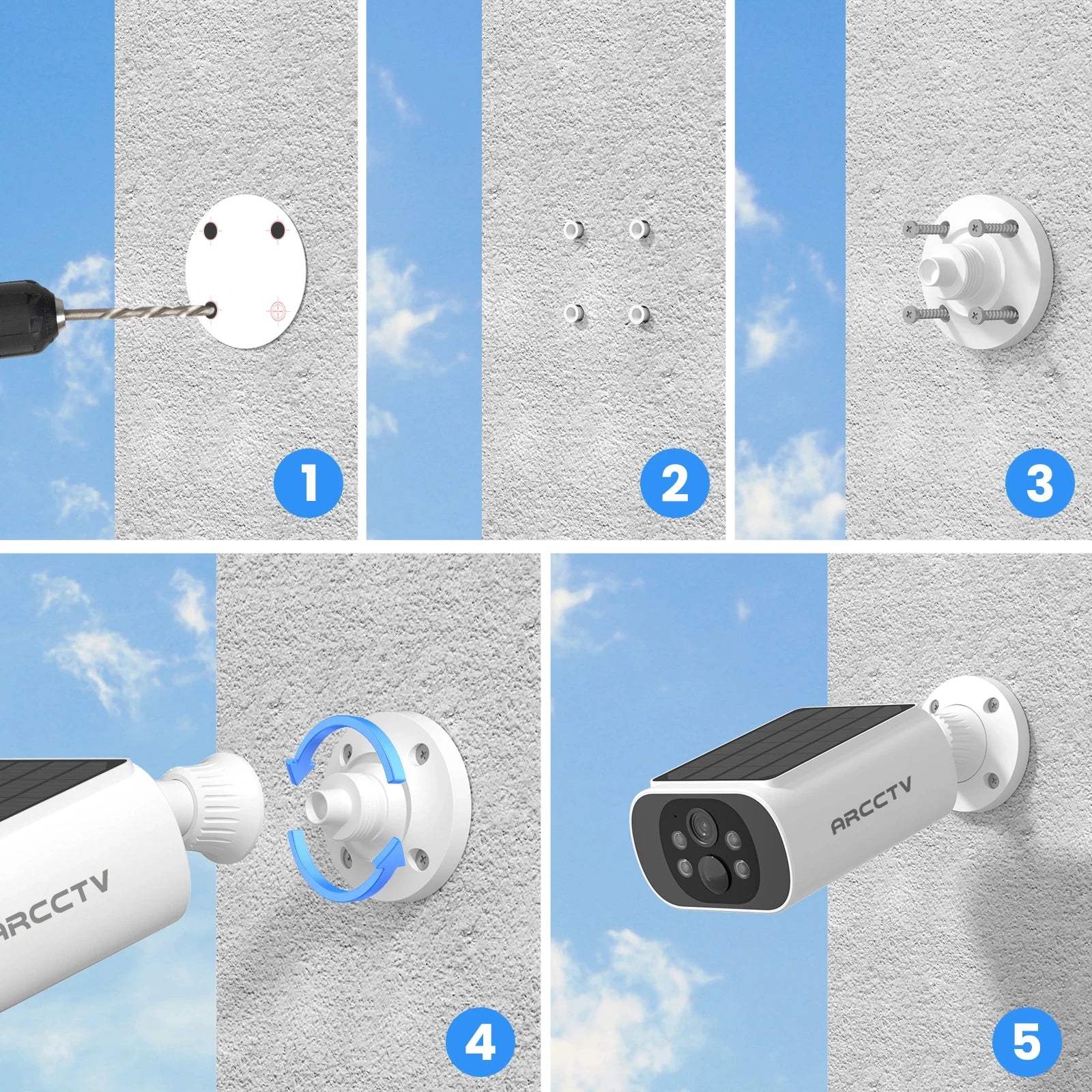 ARCCTV 2K Solar-Powered Wi-Fi Security Camera – Night Vision + Flash Alarm