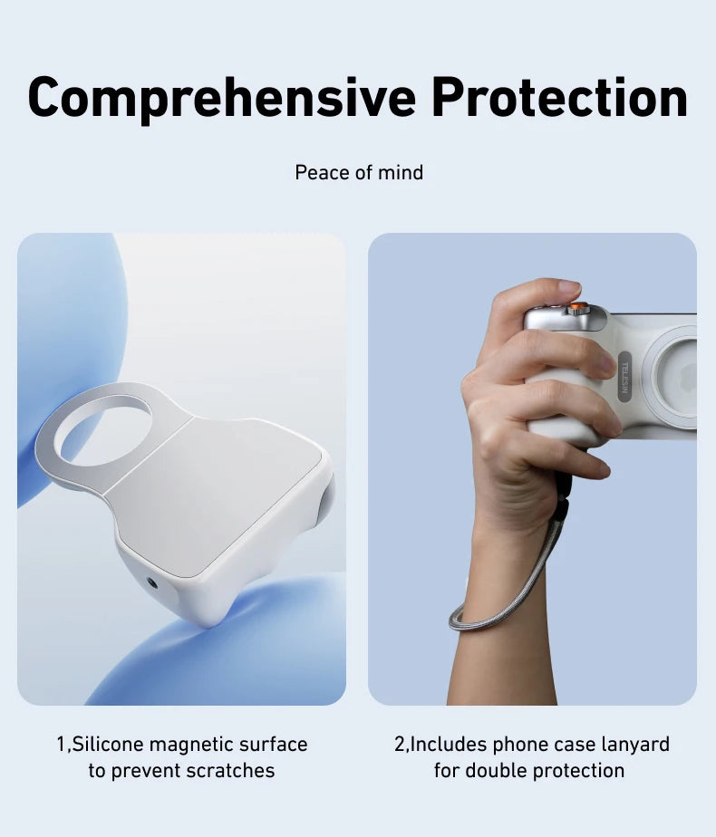TELESIN Magnetic Camera Hand Grip – Phone Holder with Remote