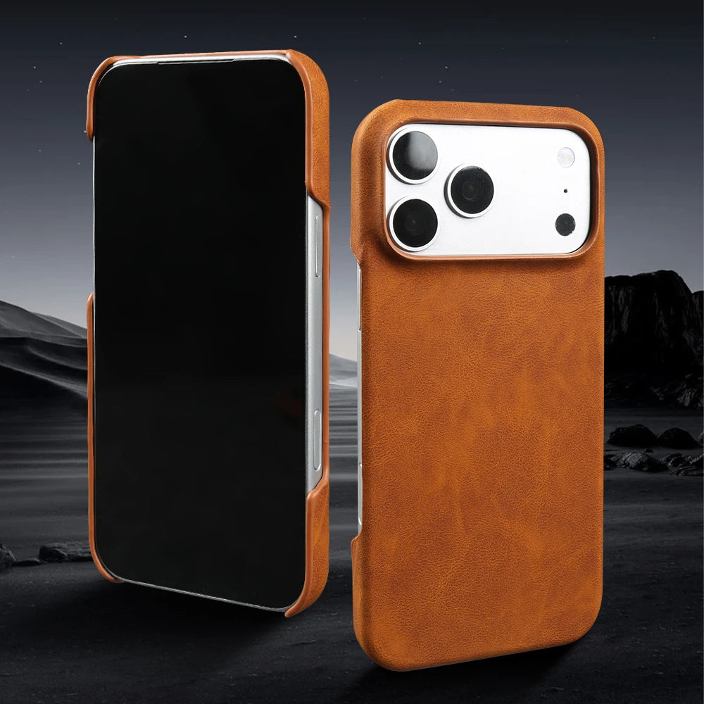 Thin Business Magnetic MagSafe Leather Case for iPhone 14–17 Series