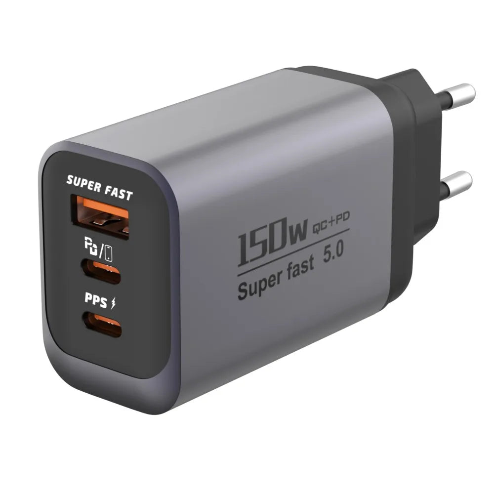 Quick Charge 3.0 Fast Charger Muti Total 150W 3 Port USB Type C PD Mobile Phone Wall Adapter for iPhone 16 Samsung S24 Xiaomi 15