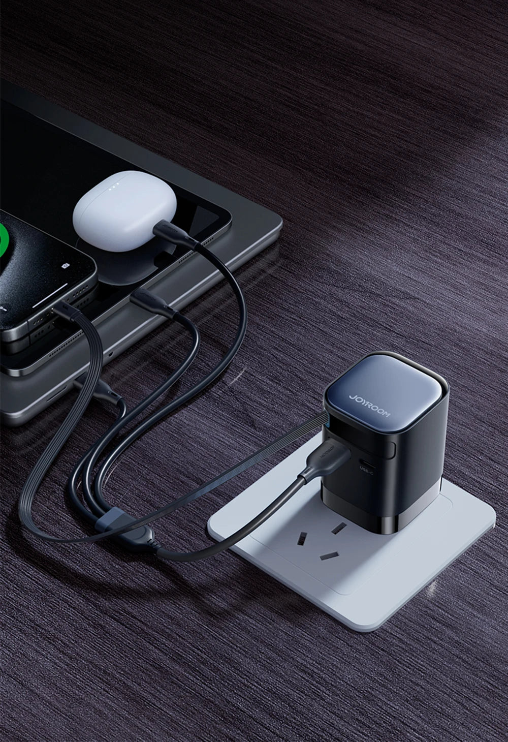 Joyroom 65W GaN PD 3.0 Fast Charger with Retractable USB-C Cable (EU Plug)