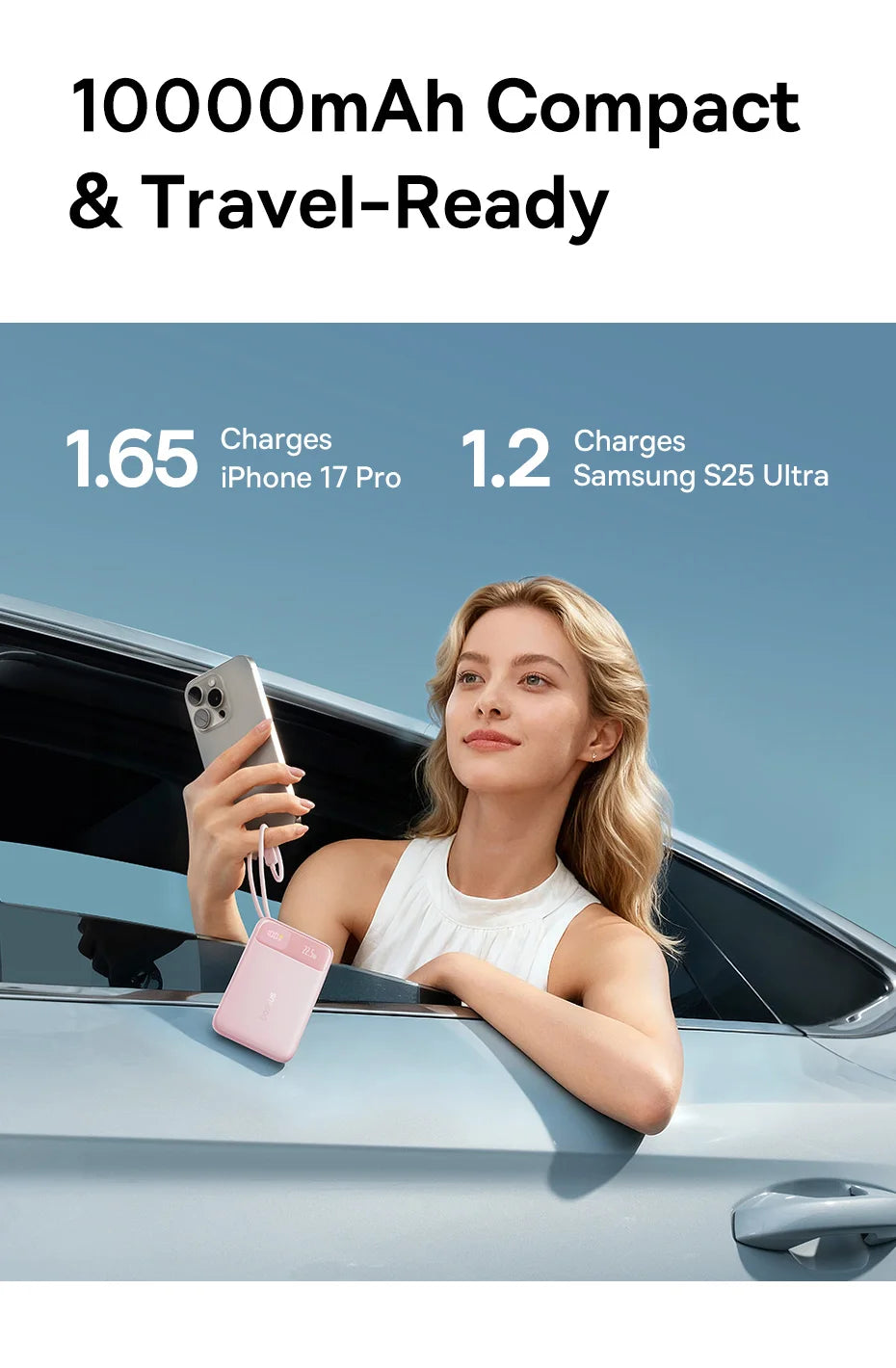Baseus 10,000mAh Power Bank – 22.5W Fast Charge, Dual USB-C