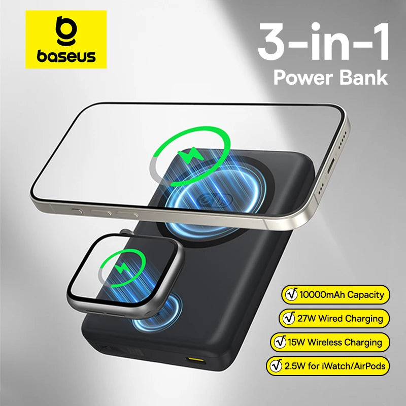 10000mAh Baseus Power Bank – Magnetic, Up to 27W