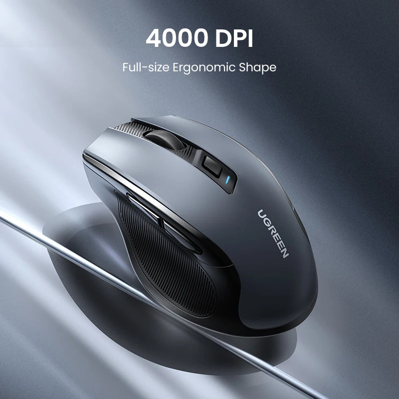 UGREEN Ergonomic Wireless Mouse – 6 Buttons, 2.4G/BT Dual Mode, 4000 DPI