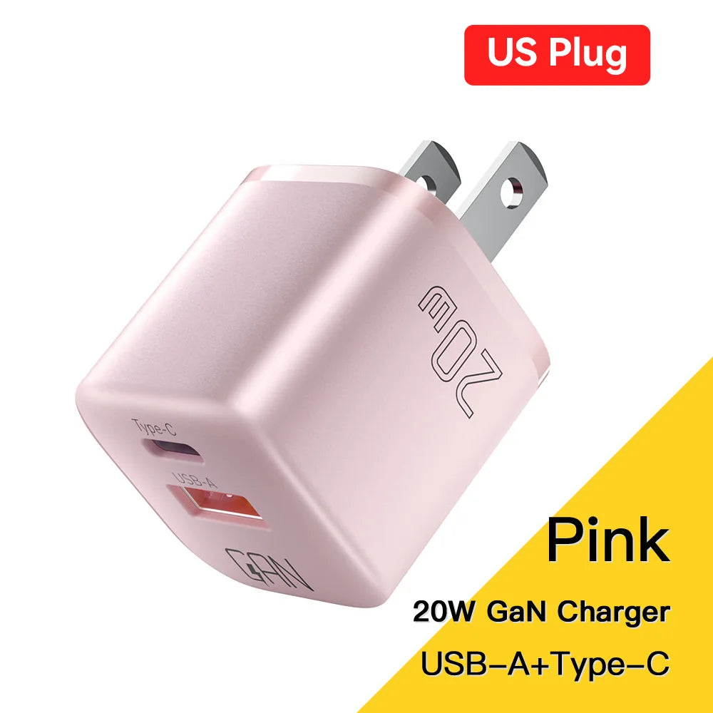 Essager 20W GaN USB Type C Charger Fast Charge Phone QC 3.0 Quick Chargers For iPhone 15 14 13 12 11Pro Max Mini iPad Charging
