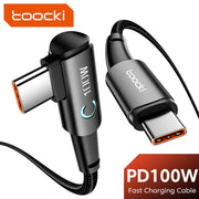 TOOCKI 100W USB-C to USB-C Cable – 90° PD Fast Charging Cable for Laptop, Tablet & Phone