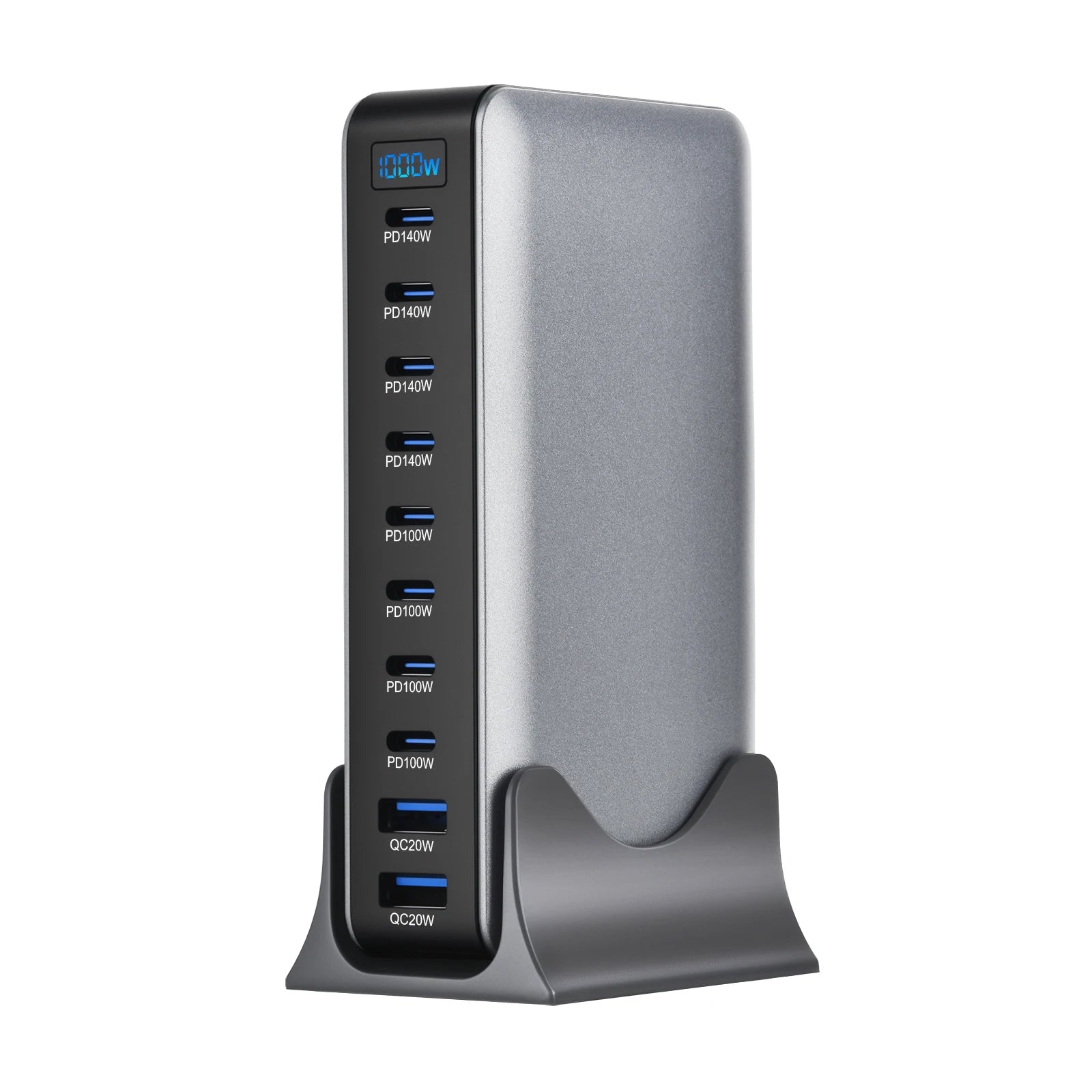 800W GaN 10-Port USB-C Fast Desktop Charger – PD3.1 for iPhone, Samsung & Laptop