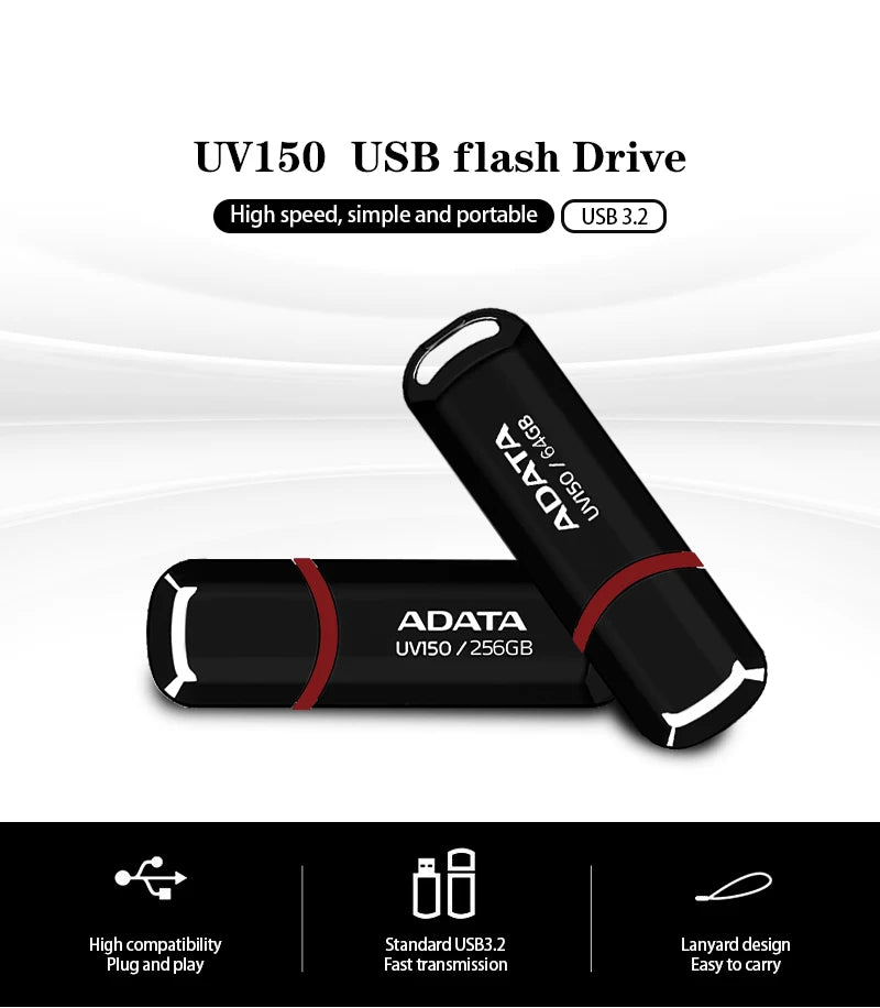 ADATA USB 3.2 Flash Drive – Portable, Easy Use, 32GB-256GB Options