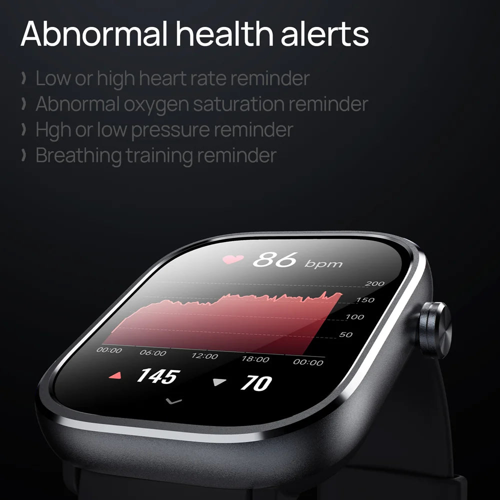 Mibro C4 Smartwatch – 2’’ Large Screen, Bluetooth Call, Heart & Oxygen Monitor
