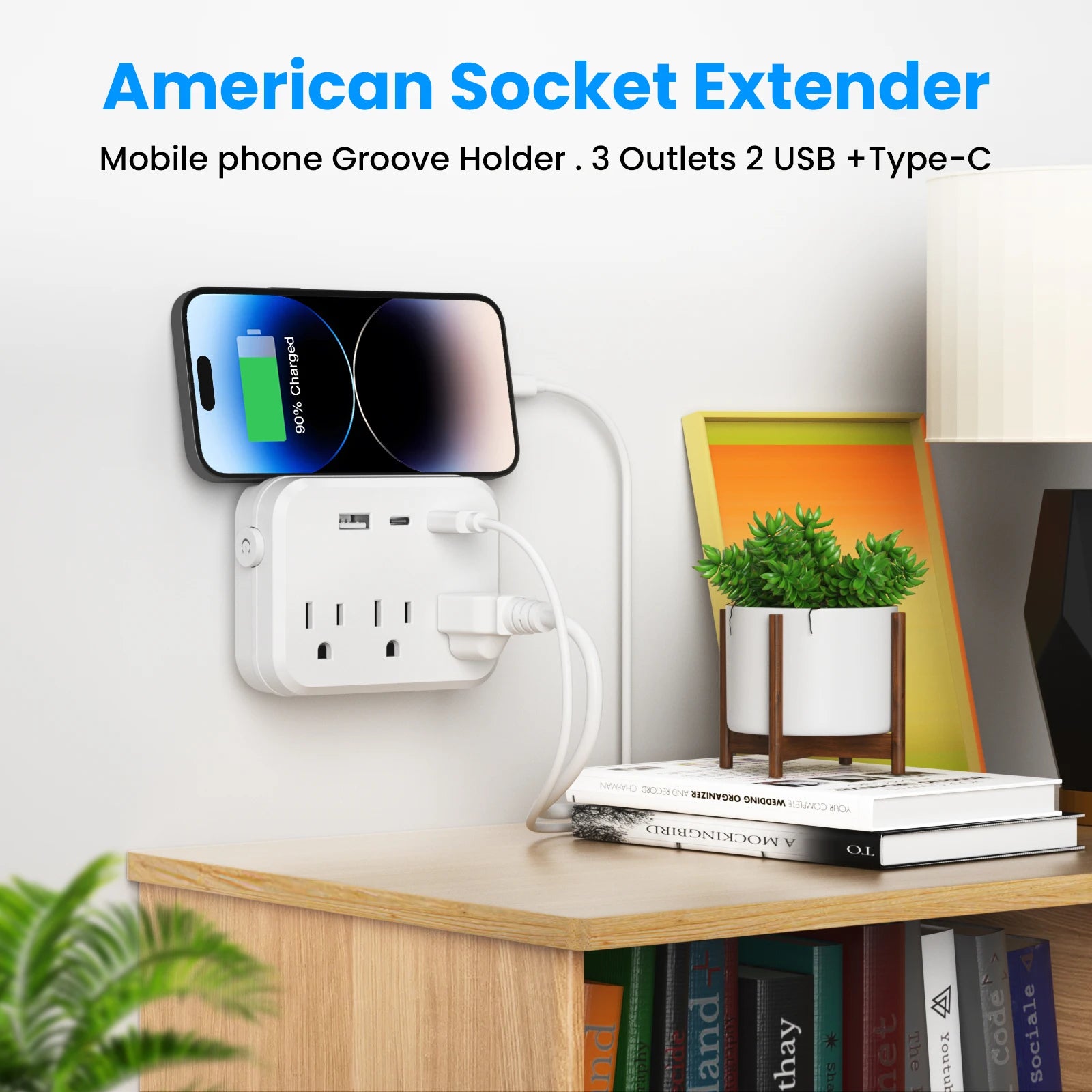 TRANSTON 6-in-1 Power Strip – AC Outlets with USB & USB-C Ports