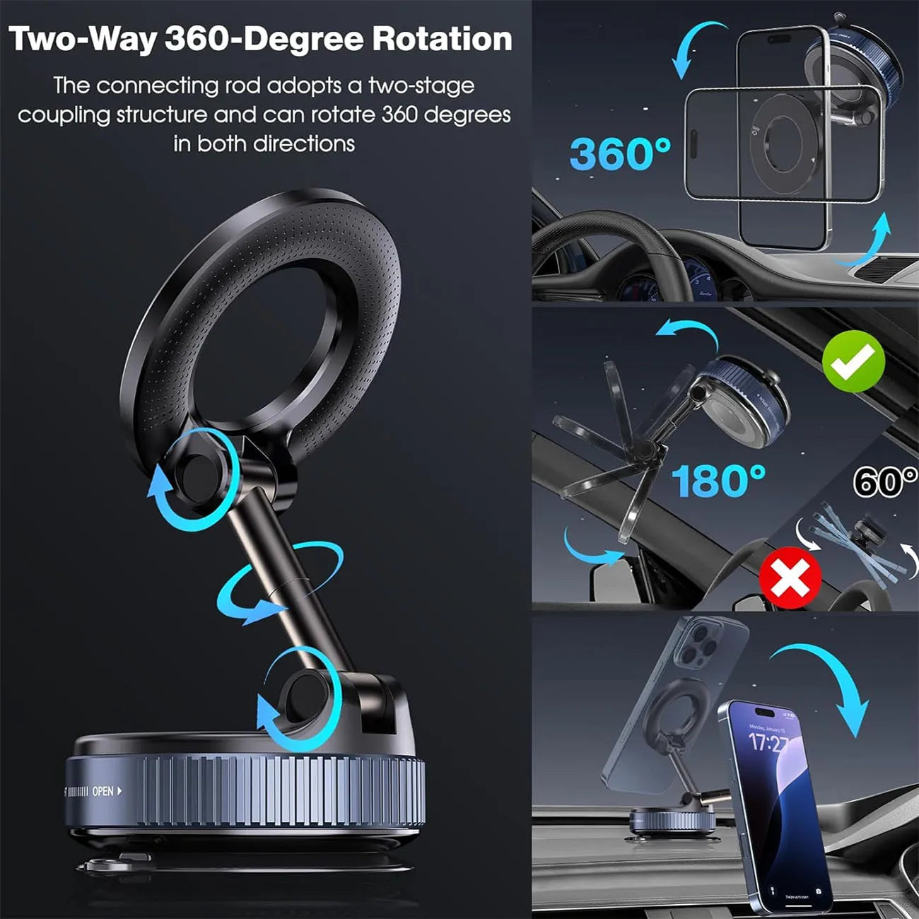 Foldable Magnetic Phone Holder – 360° Rotation