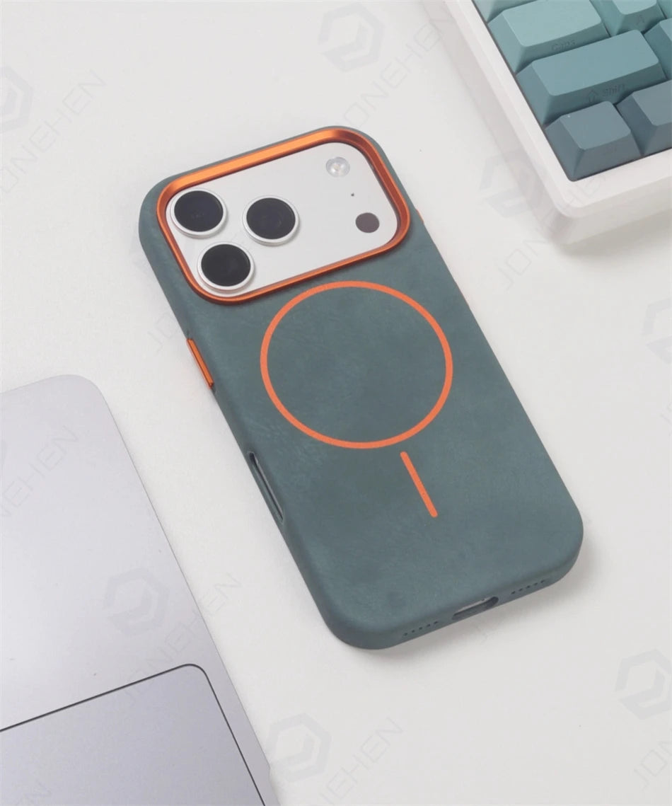 Business Matte Magnetic MagSafe Leather Case for iPhone 15–17 Series & 17 Air