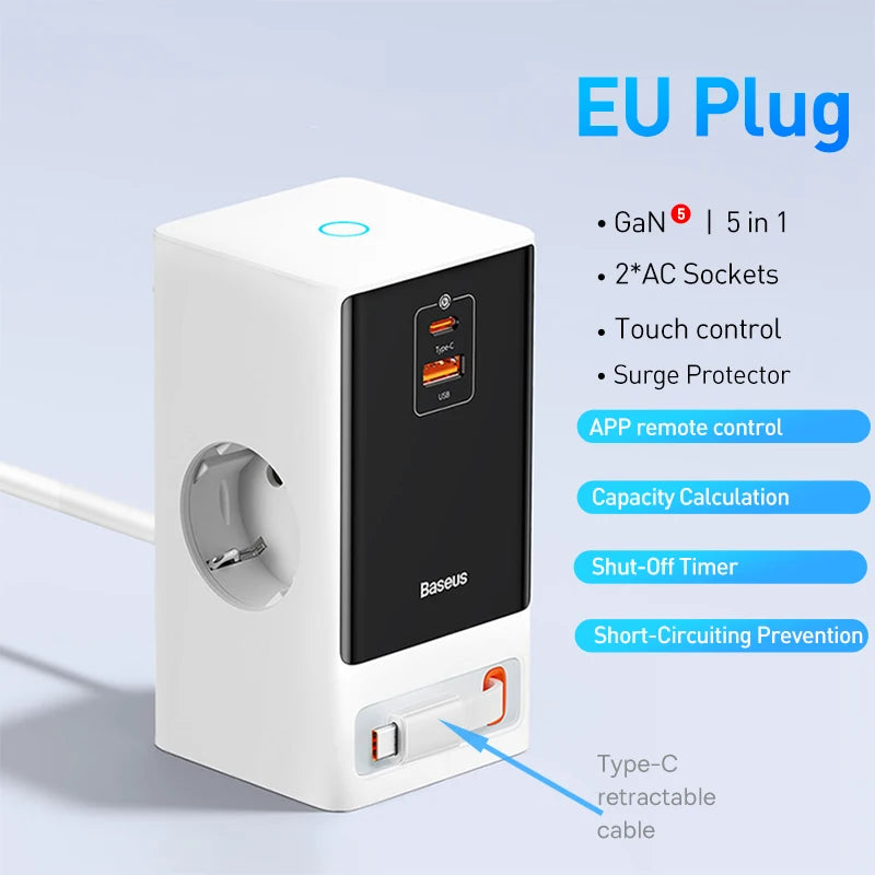 Baseus 65W Desktop Charger – Fast Charge for iPhone & Samsung