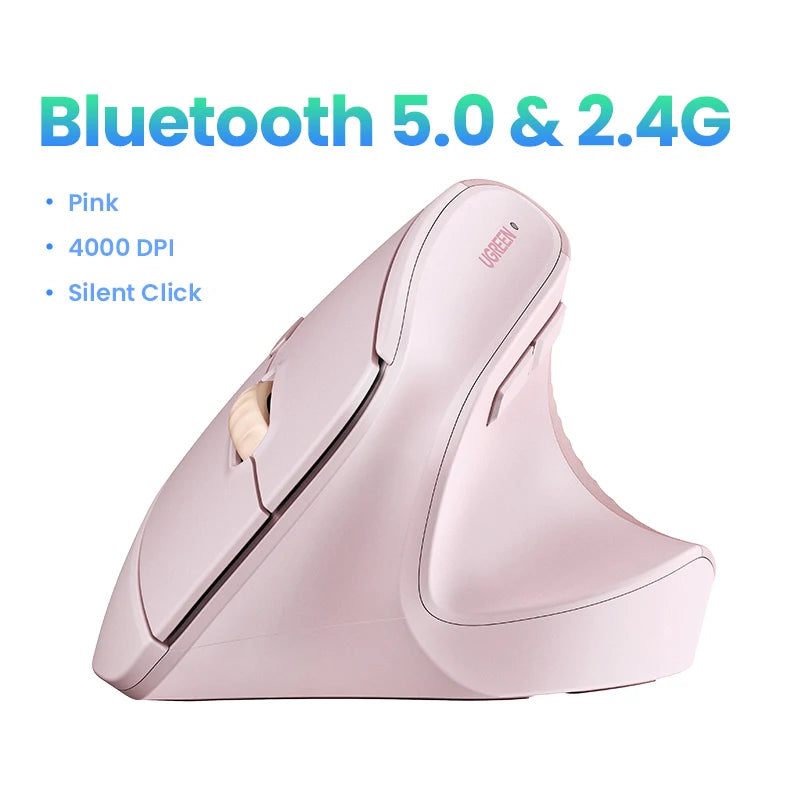 UGREEN Bluetooth 2.4G Vertical Wireless Mouse – Ergonomic, 4000 DPI, 6 Buttons