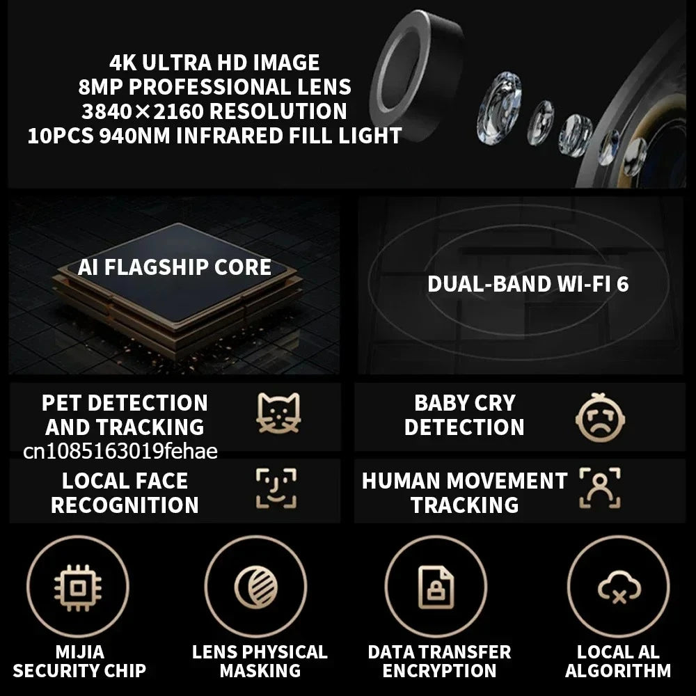 Xiaomi Smart Camera C700 8MP 4K Ultra HD Indoor WiFi 6 AI Human Detection Baby Cry Alert 2-WayTalk Night Vision Mi Home Security