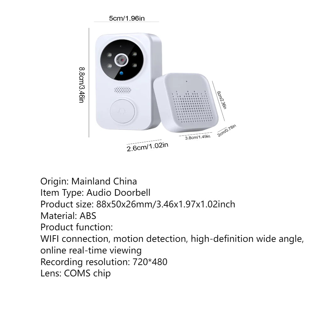 WiFi Smart Audio Doorbell – 2-Way Video Intercom for Home