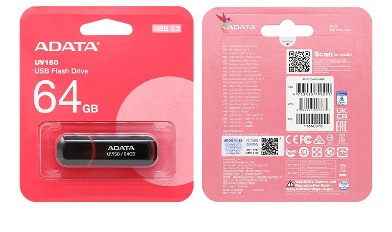 ADATA USB 3.2 Flash Drive – Portable, Easy Use, 32GB-256GB Options