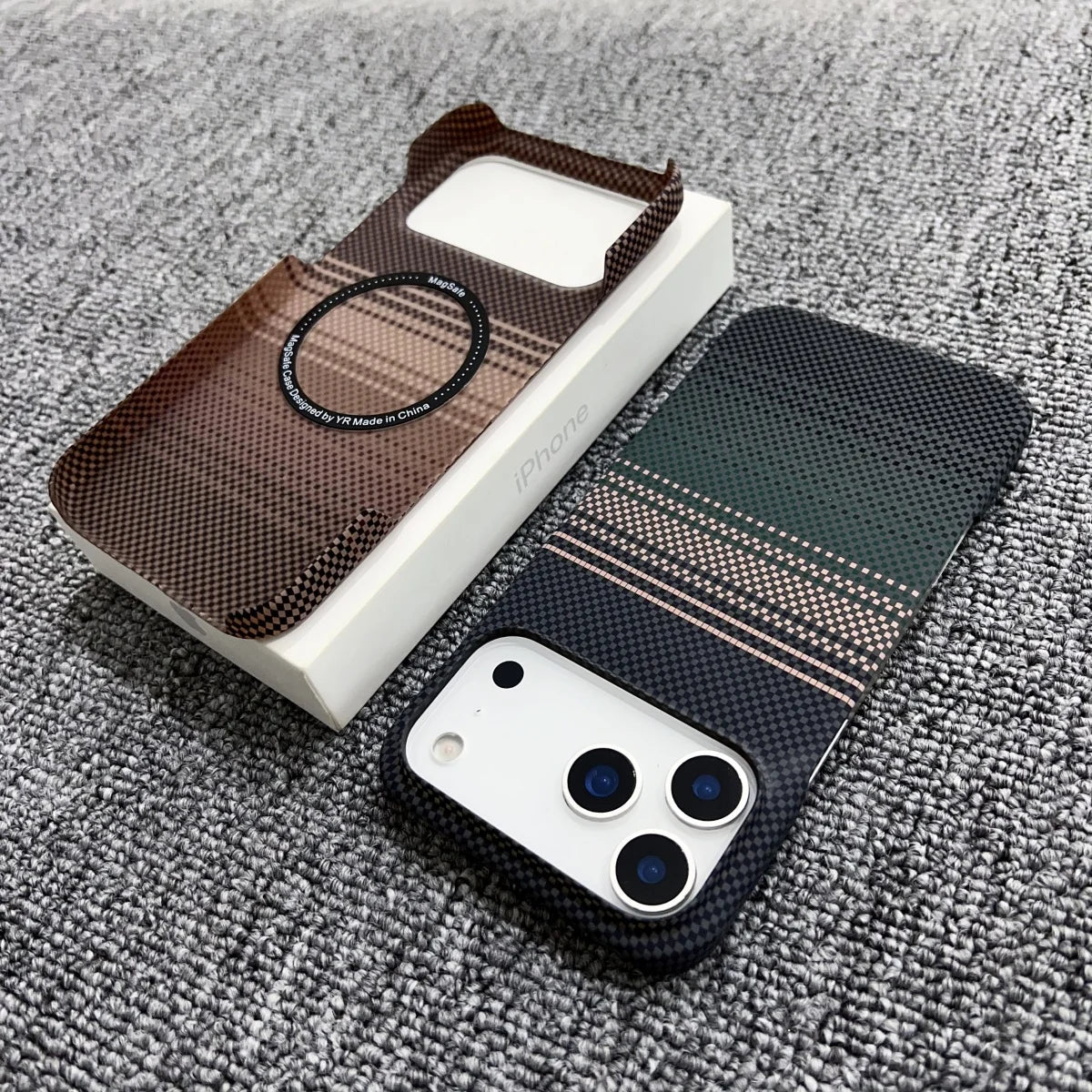 Frameless Carbon Fiber Starry Sky Magnetic Case – iPhone 15–17 Series