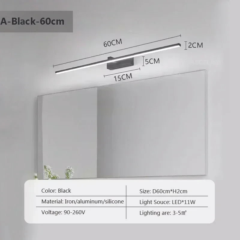 Indoor LED Wall Light – Mirror Decor, 60–100cm