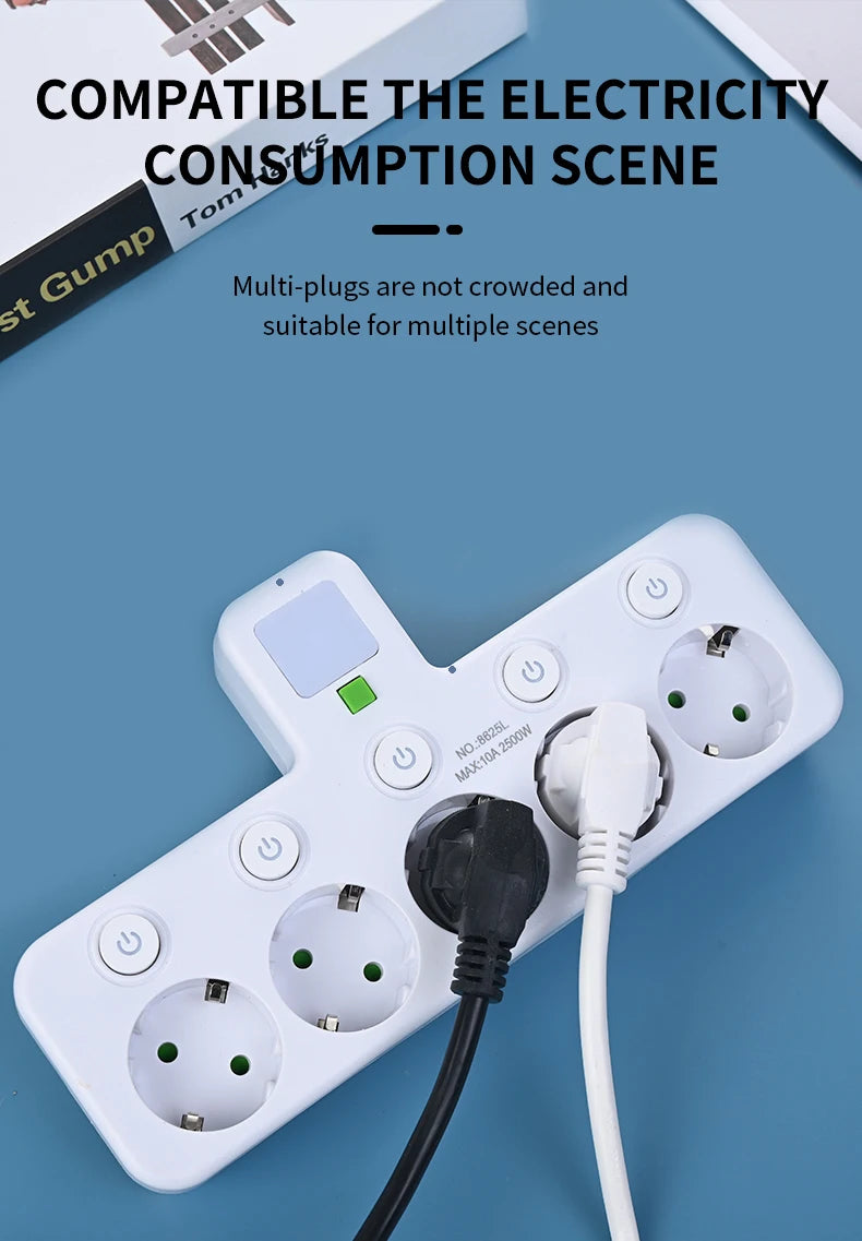 EU Wall Socket with 4 AC Outlets & USB-C Fast Charging Ports