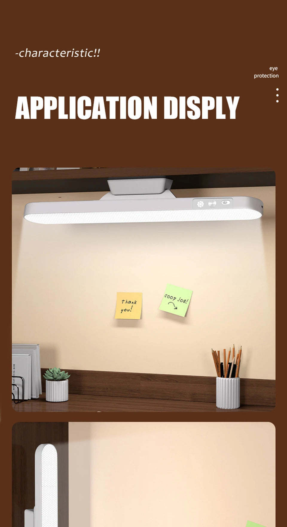 Magnetic LED Table Lamp – USB Rechargeable, 3 Color Dimmable Reading Light