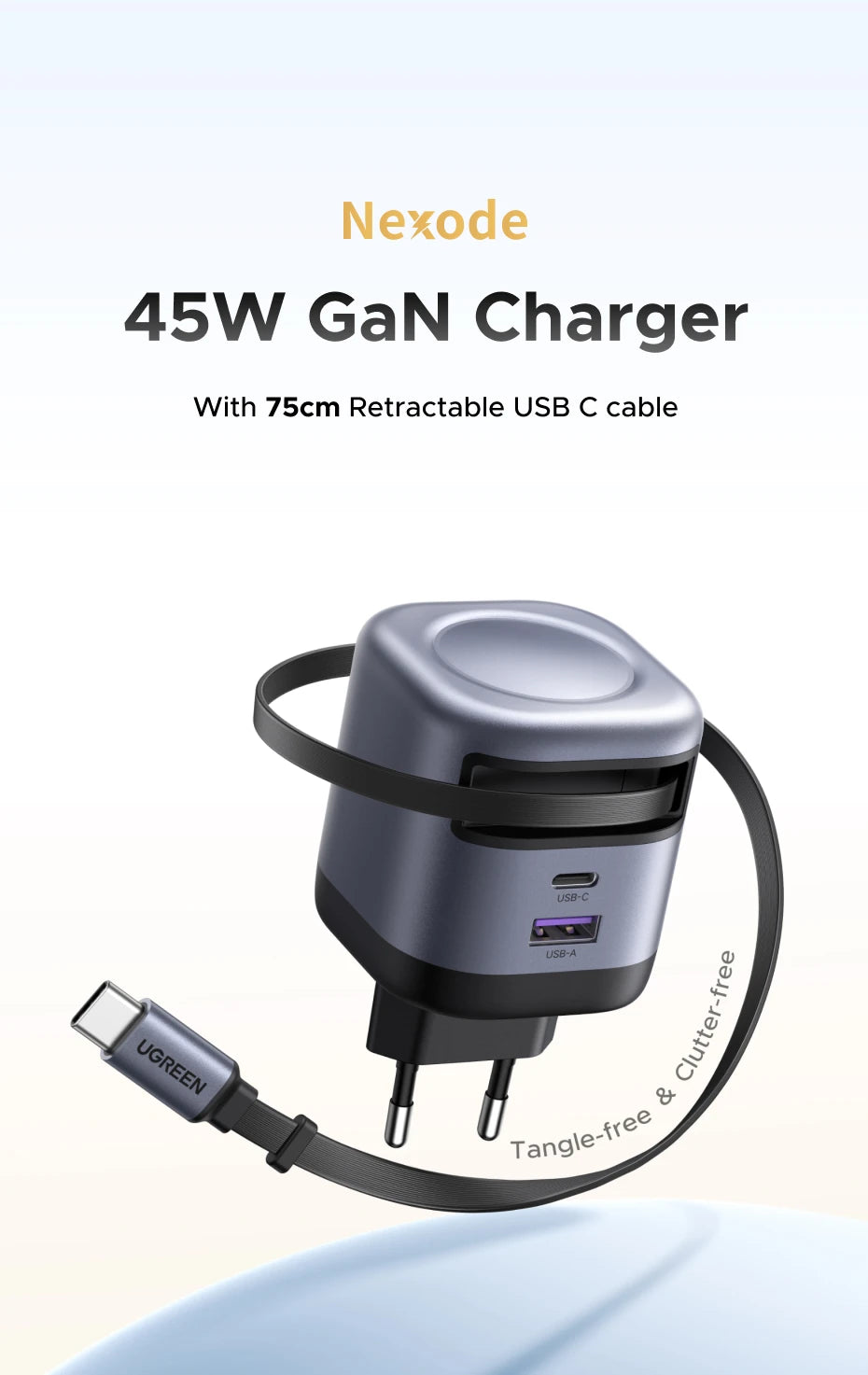 UGREEN PD 3.0 USB-C Retractable Charger – iPhone & MacBook