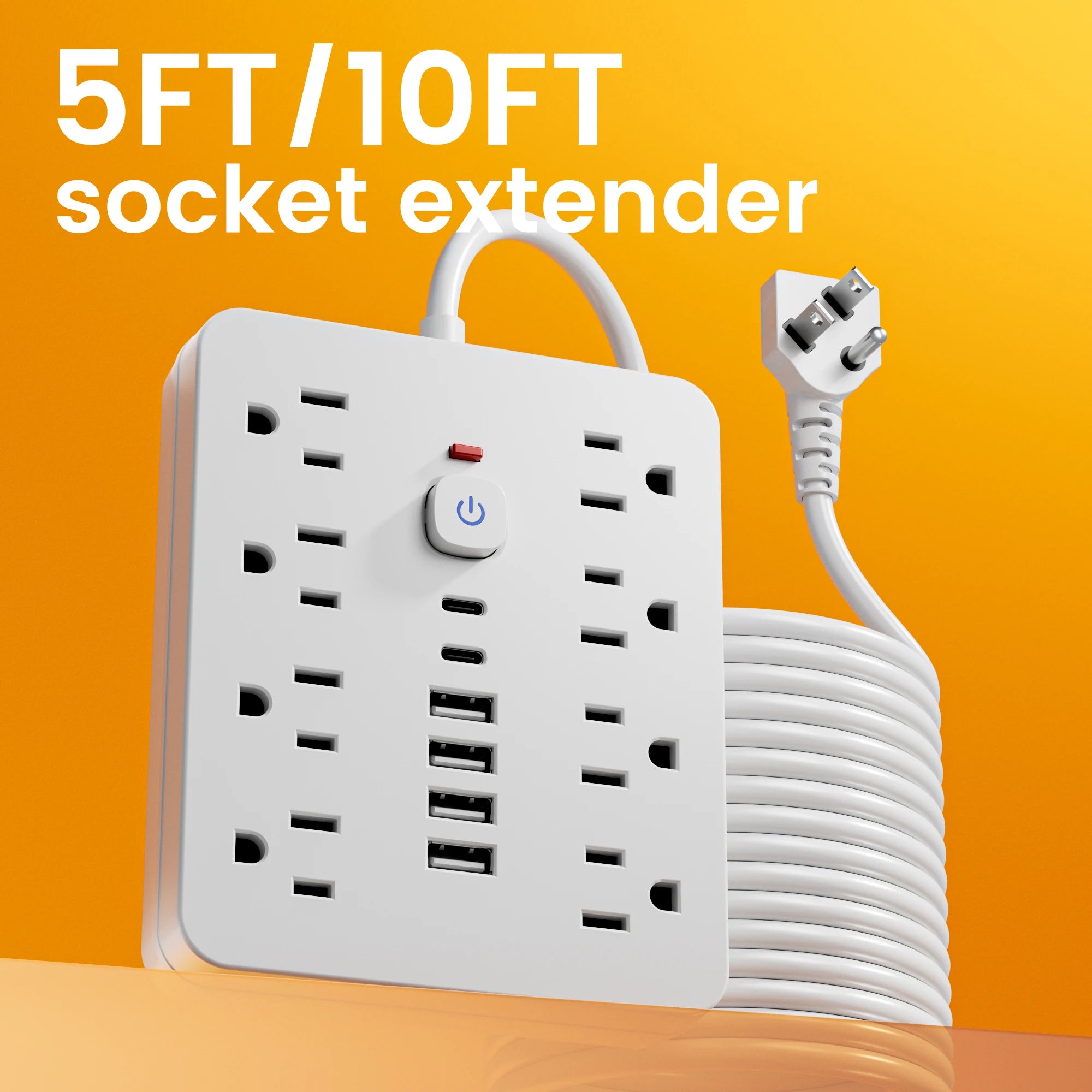 14-in-1 Power Strip – AC Outlets with 4 USB & 2 USB-C Surge Protector